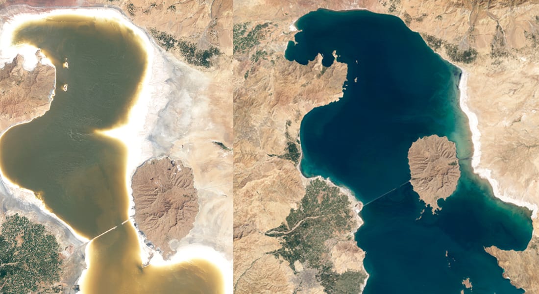 تضاؤل حجم بحيرة يرفع الشكوك بأزمة جفاف في إيران