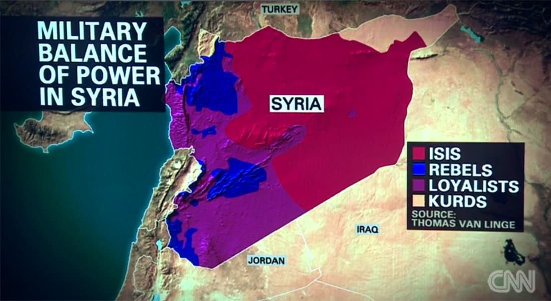 محلل يشرح لـCNN على الخريطة لماذا لن ينجح دعم أمريكا للثوار في سوريا ضد داعش.. علينا قبول الواقع والحل هو دولة سنية شمالا وعلوية جنوبا