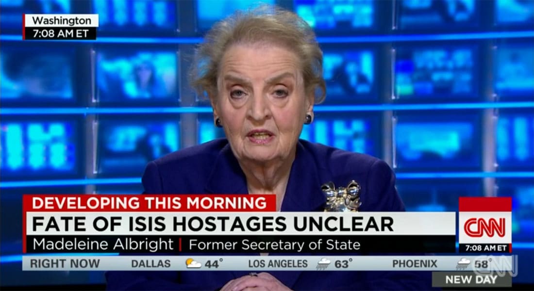 وزير الخارجية الأمريكية السابقة تبين لـCNN موقفها من مفاوضات الرهائن مع داعش