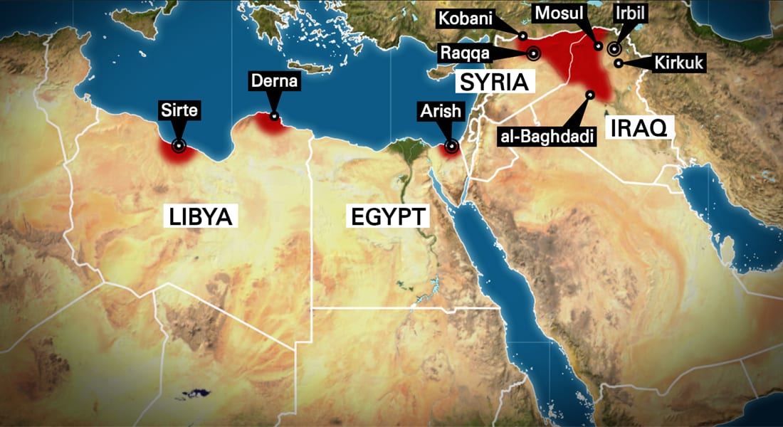 على الخريطة.. المناطق التي ينشط فيها داعش حتى 23 فبراير