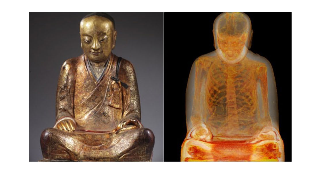 صورة أشعة لتمثال بوذا تكشف عن مومياء محنطة داخله