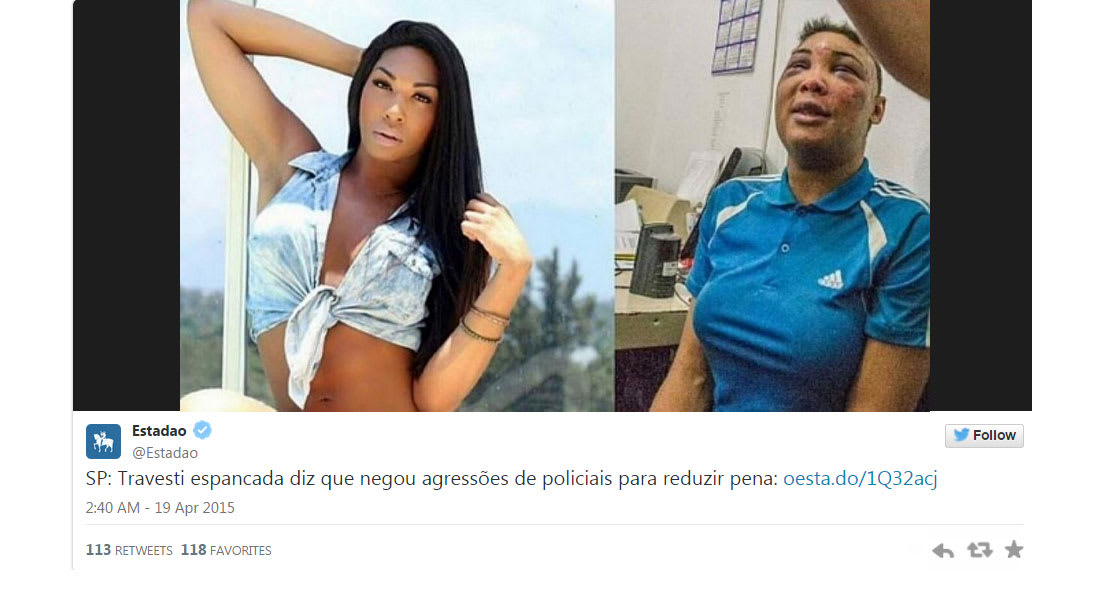 جدل برازيلي بعد انتشار صور امرأة متحولة جنسياً تعرضت للضرب بالسجن