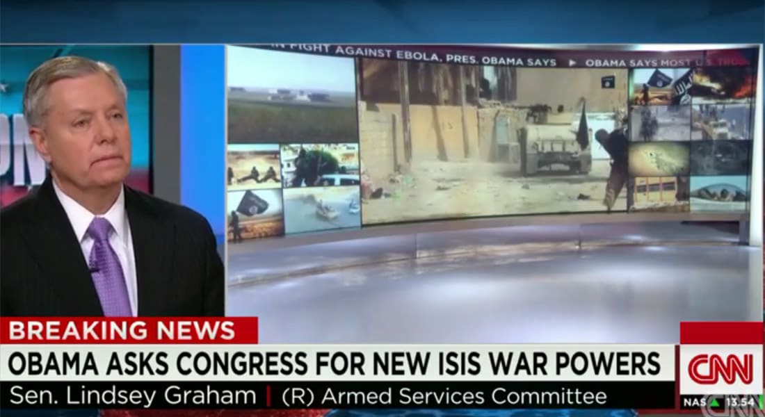 ليندسي غراهام يطلب عبر CNN إرسال 10 آلاف جندي أمريكي للعراق: فوضى داعش بالعراق وسوريا سببها أوباما وليس بوش