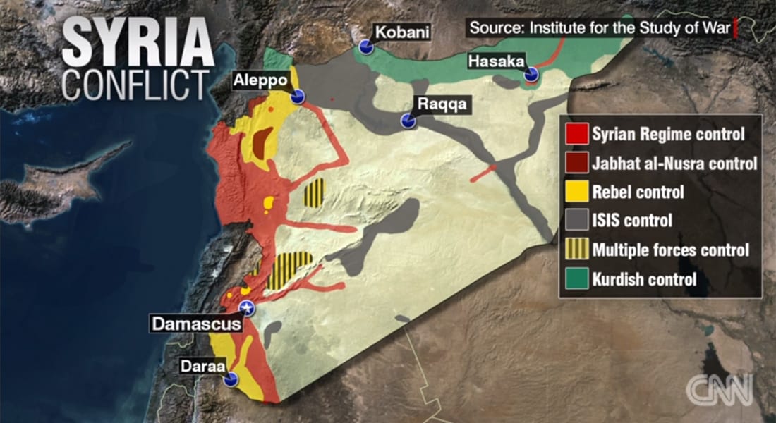 على الخريطة.. توزيع المناطق في سوريا بحسب الجهة التي تسيطر عليها