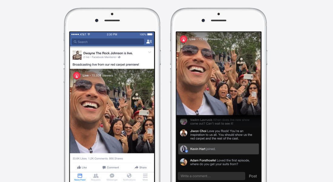 فيسبوك يسمح للمشاهير بالبث المباشر لآخر أخبارهم على صفحات متابعيهم