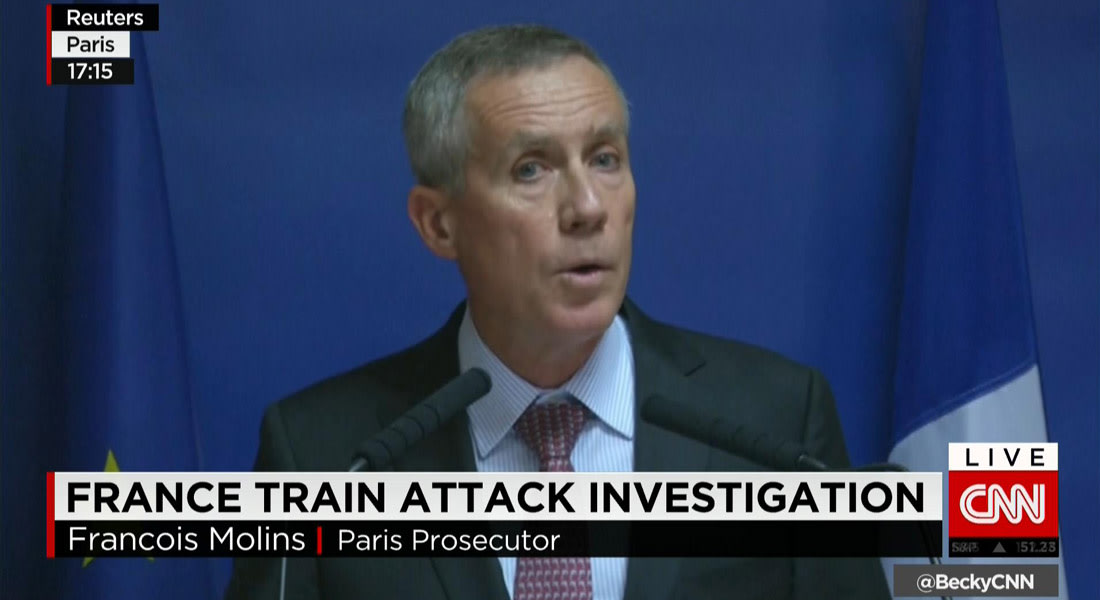 المدعي العام الفرنسي: مواقع انترنت دخلها الخزاني على متن القطار دليل واضح على أن الدافع إرهابي