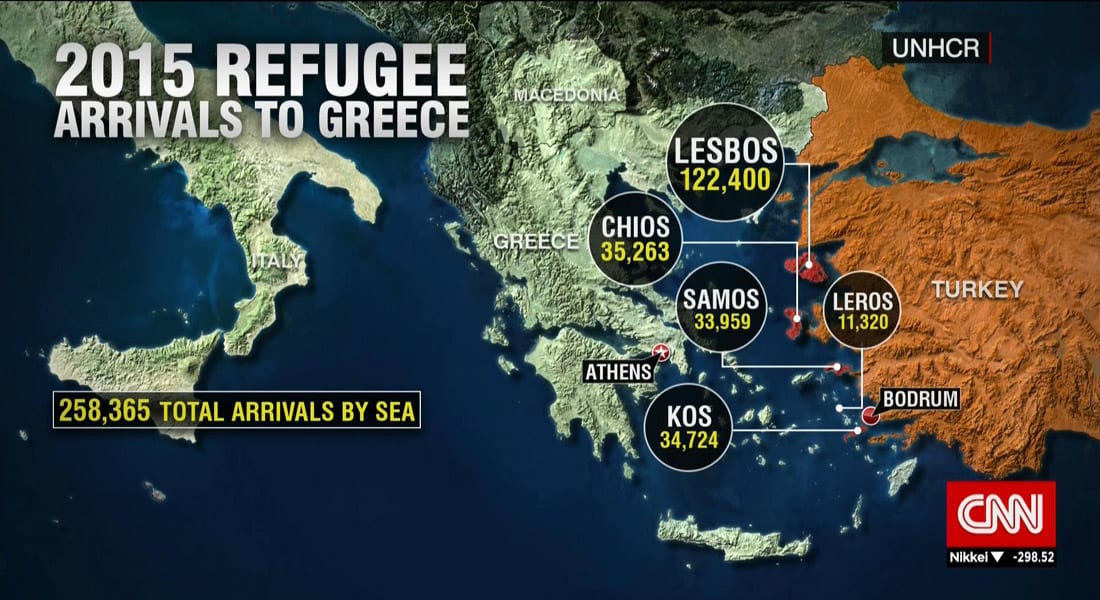 على الخريطة.. الجزر اليونانية التي تعتبر بوابة أوروبا للاجئين وعدد من استقبلتهم منذ مطلع 2015