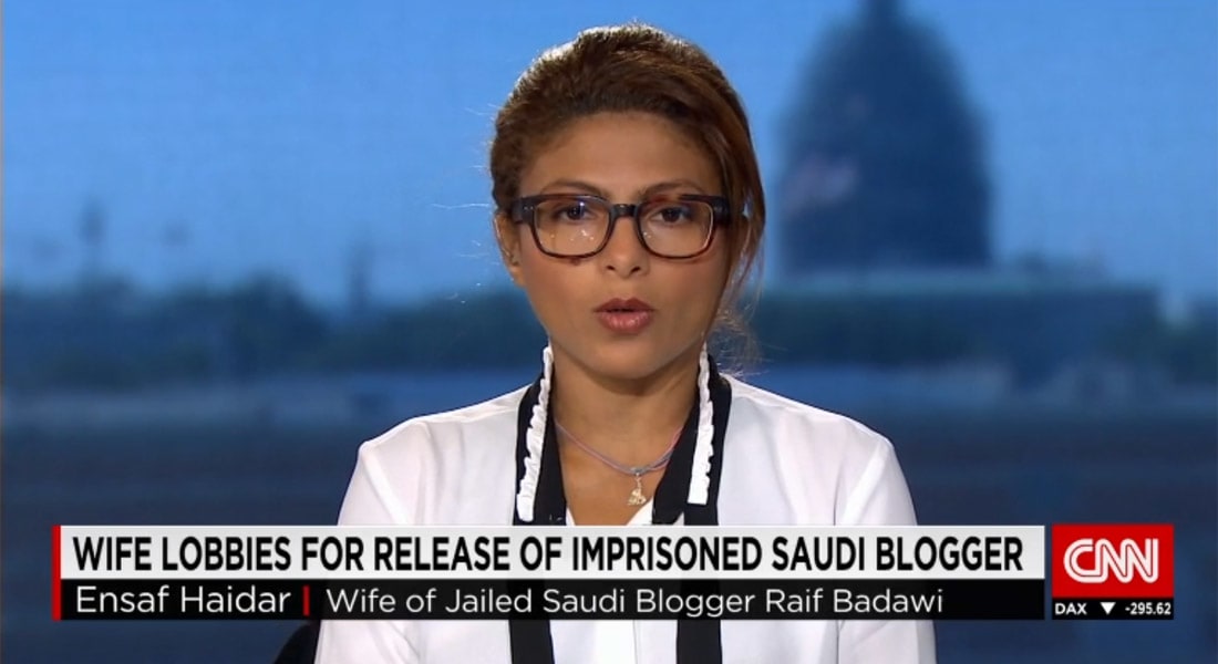 حصريا من أمريكا.. زوجة رائف بدوي المدون السعودي المسجون لـCNN: يتلقى طعاما سيئا وصحته متردية.. وأتيت لأطلب الدعم والتدخل لإطلاق سراحه