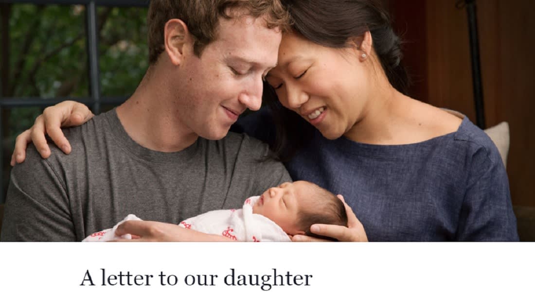 مؤسس فيسبوك يخصص 99% من أسهمه بالشركة للعمل الخيري بمناسبة ولادة ابنته الأولى