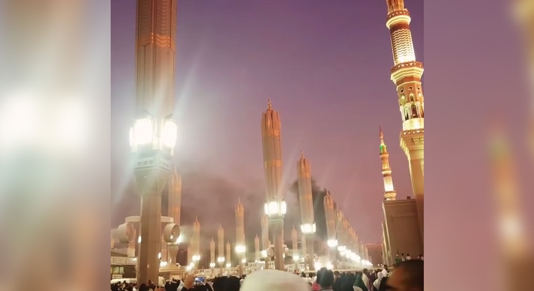 بالفيديو: دخان يتصاعد قرب المسجد النبوي بعد تفجير انتحاري بالمدينة المنورة