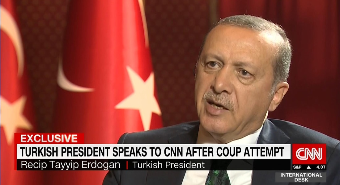 بأول مقابلة له بعد محاولة الانقلاب.. أردوغان يتحدث لـCNN عن اللحظات الأولى بعد تلقيه الأنباء وتحركه لمطار إسطنبول