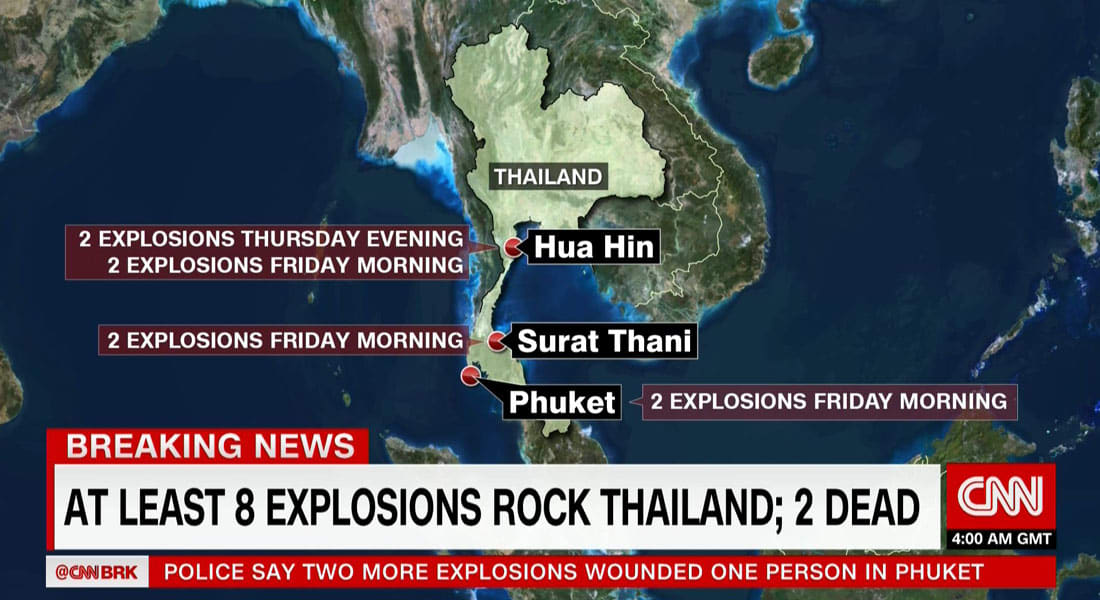 11 انفجارا يهز تايلند منذ مساء الخميس