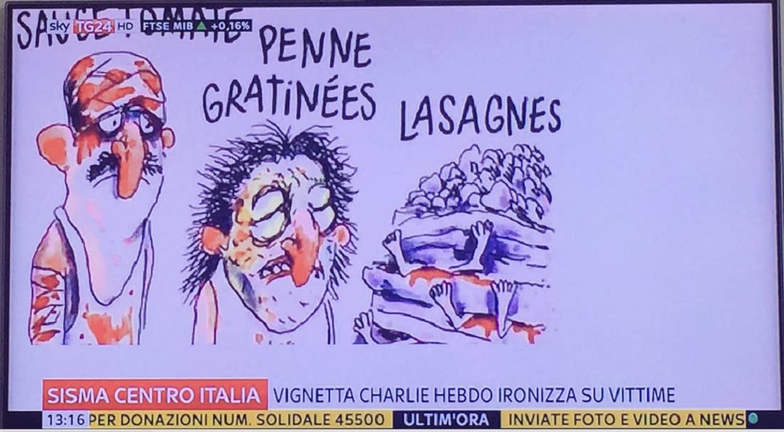 شارلي إيبدو تثير حنقًا واسعًا في إيطاليا بسبب سخريتها من ضحايا الزلزال