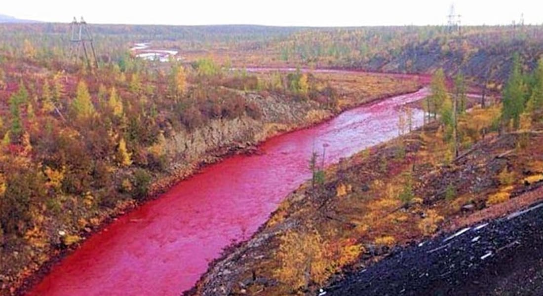 نهر "دامٍ": صدمة السكان الروس عندما تحولت مياه نهر بأكمله إلى اللون الأحمر