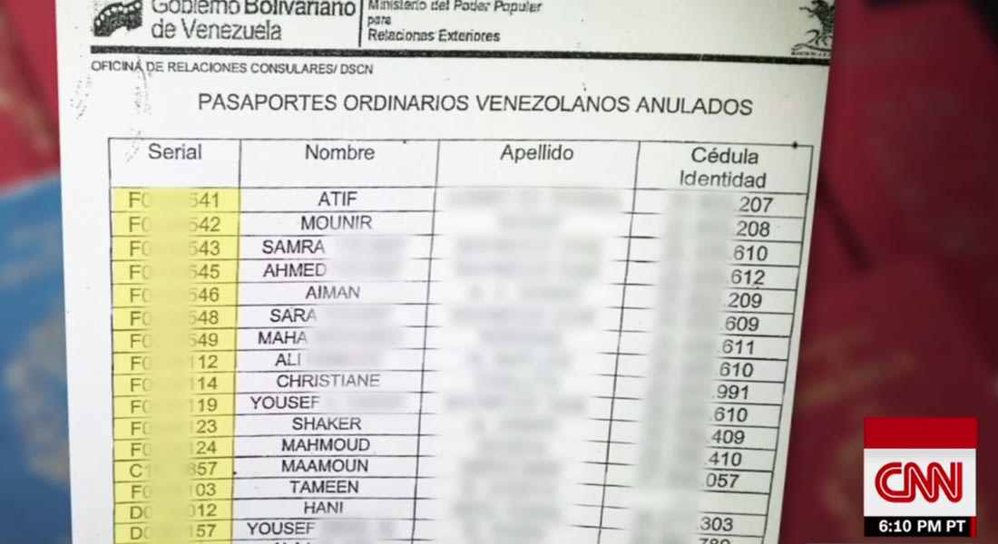 تحقيق لـCNN يرجّح المتاجرة بجوازات سفر فنزويلية لعرب على صلة بحزب الله