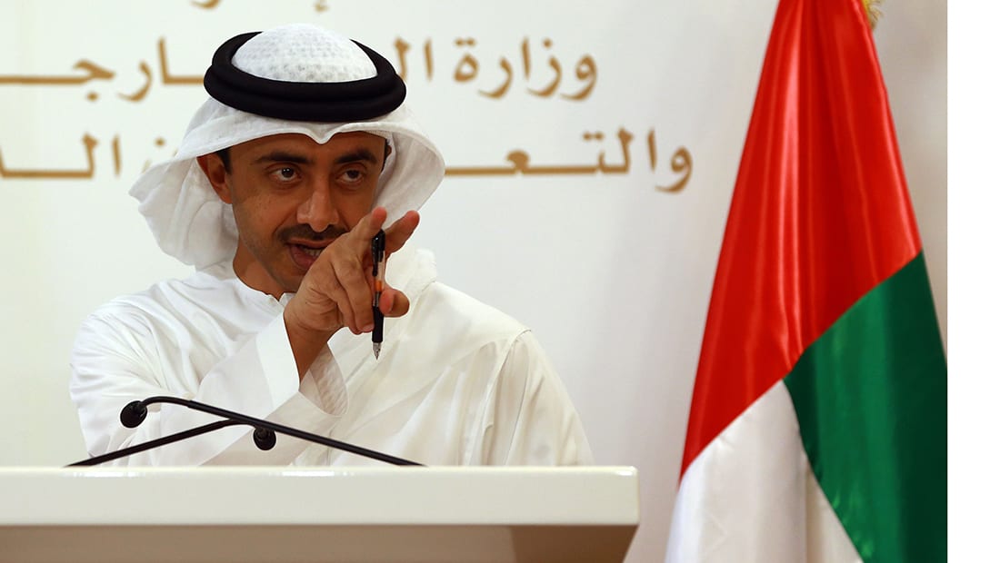 وزير خارجية الإمارات: على قطر وقف تمويل الإرهاب والتدخل بالشؤون الداخلية لجيرانها