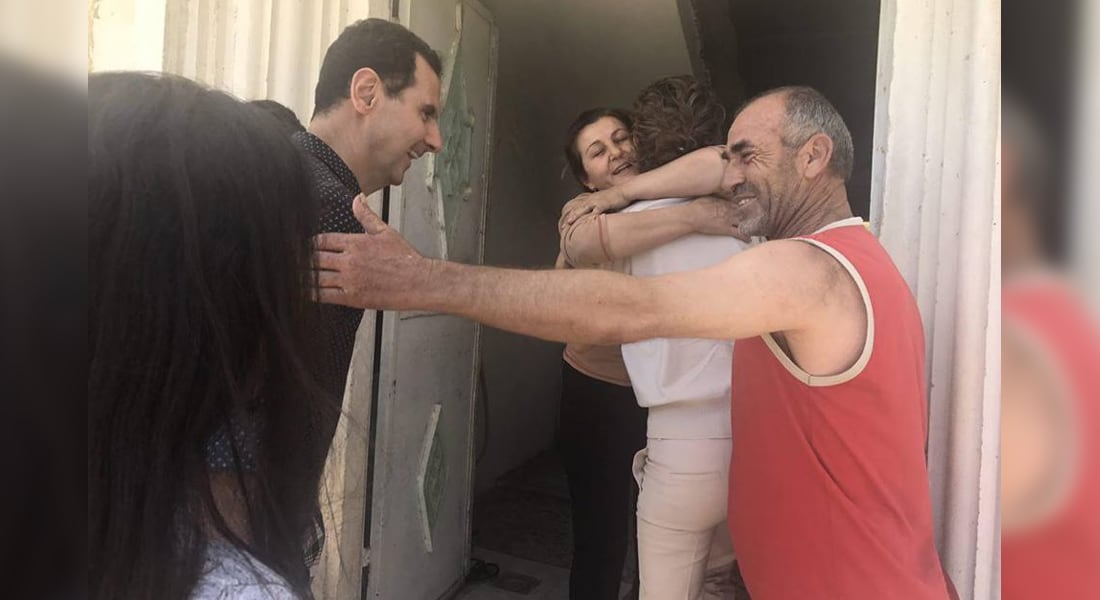 شاهد.. زيارات لبشار الأسد وعائلته في قرى بريف حماة