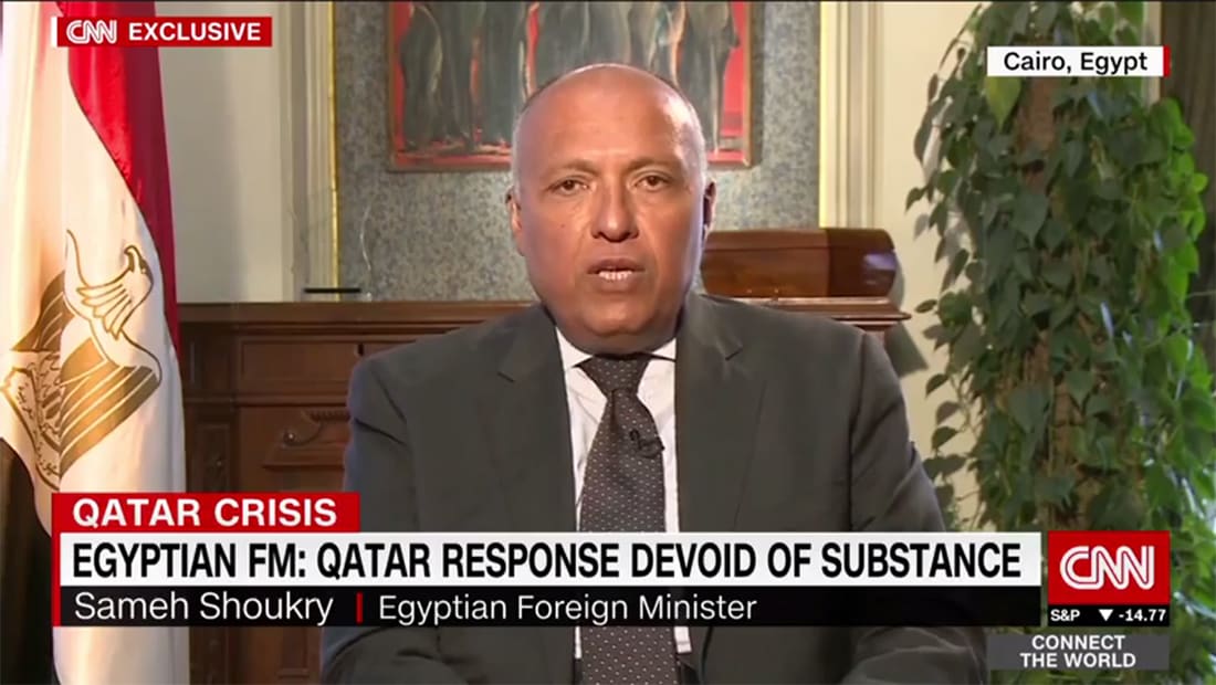 وزير خارجية مصر لـCNN: قطر تدعم منظمات إرهابية متداخلة وردها على المطالب الشرعية خال من المادة