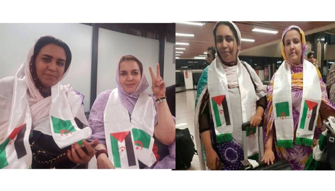 انفصاليات يحملن أعلام "الجمهورية الصحراوية" والجزائر في مطار مغربي