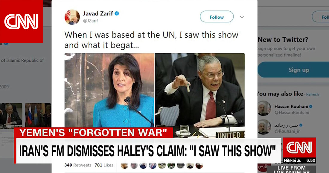 ظريف يرد على اتهامات هايلي وينشر صورة لها بجانب باول رأيت هذا العرض فيما مضى Cnn Arabic