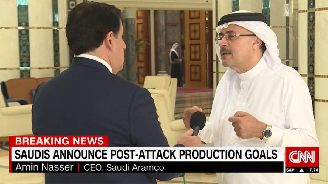 لحظة إعلان وزير الطاقة السعودي عودة إمدادات أرامكو