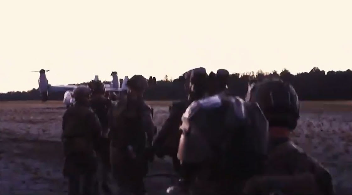 صورة من مقطع الفيديو الذي يظهر تدريبات قوة المارينز