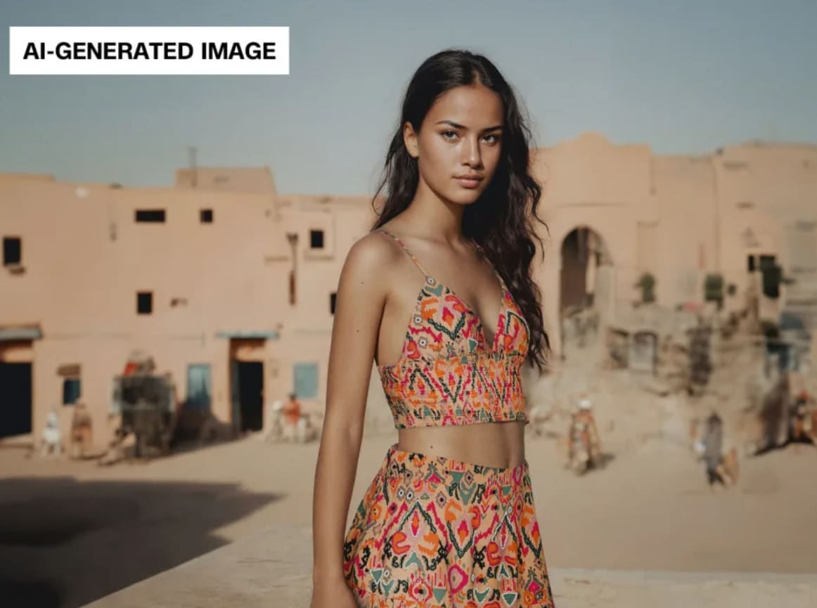 قال توني رويز، الرئيس التنفيذي لشركة Mango، إن الذكاء الاصطناعي سمح بإنتاج الإعلانات بشكل أسرع. استخدمت العلامة عارضات ذكاء اصطناعي في إعلان عام 2024 للترويج لملابس النساء والفتيات الصغيرات.