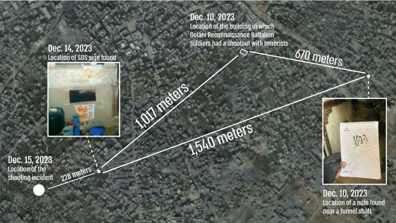 إسرائيل تنشر خرائط توضح "الخطأ" الذي وقع وأدى لمقتل الرهائن الثلاثة في غزة