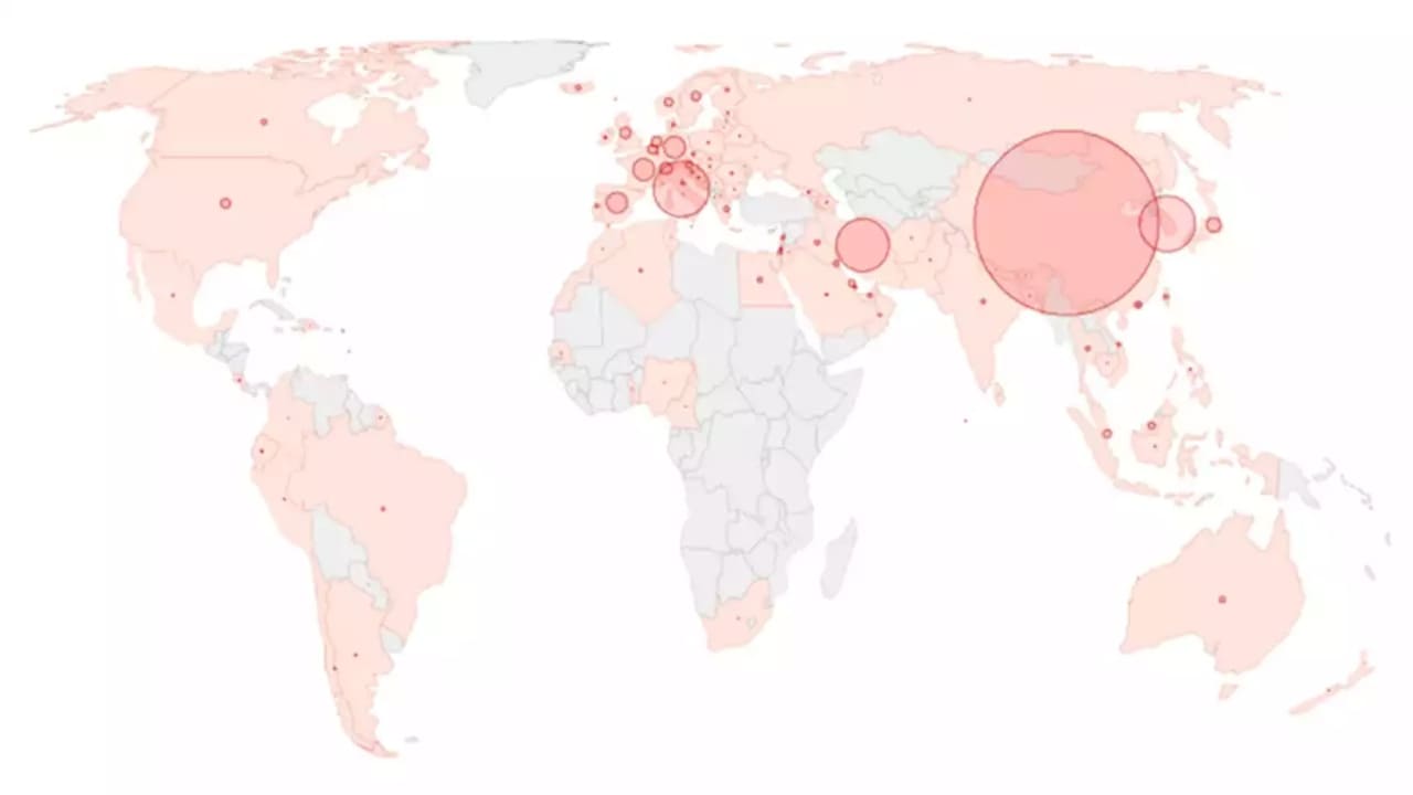 خريطة العالم فيروس كورونا
