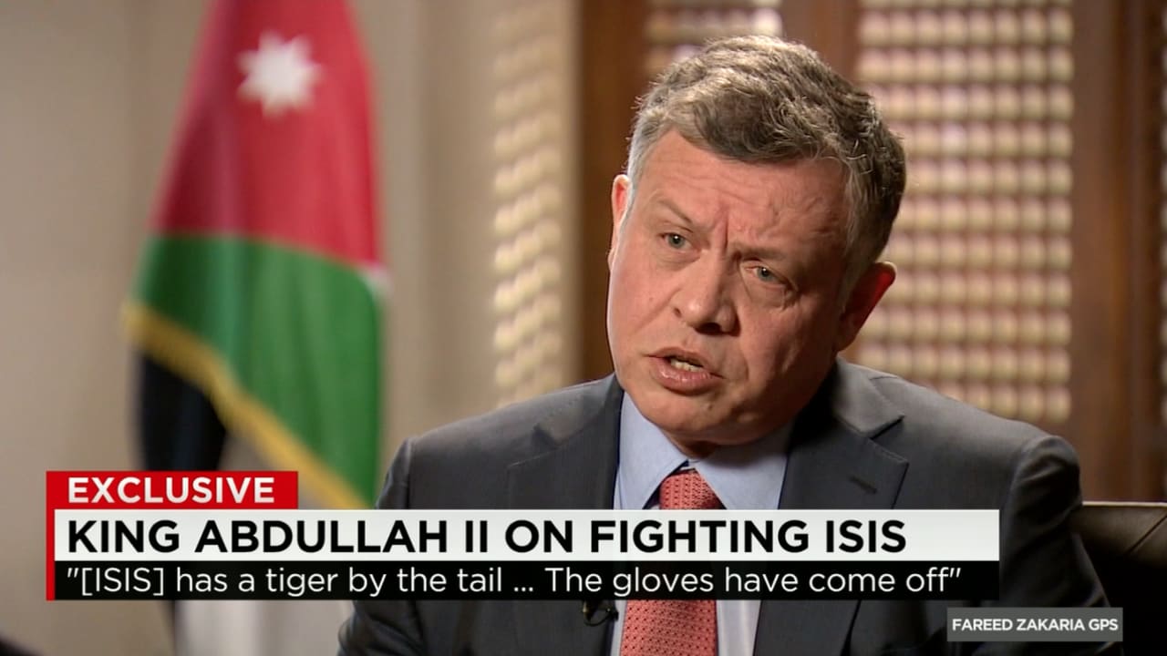 بالفيديو.. الملك عبدالله لـCNN: "عصابة داعش" جنت على نفسها بإعدام الكساسبة وخلافتهم مزعومة لا علاقة لها بالإسلام