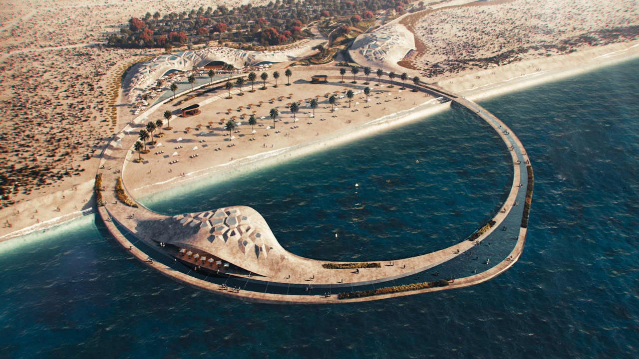 يتمتع بتصميم دائري فريد.. دبي تكشف عن مخطط لتطوير شاطئ جبل علي