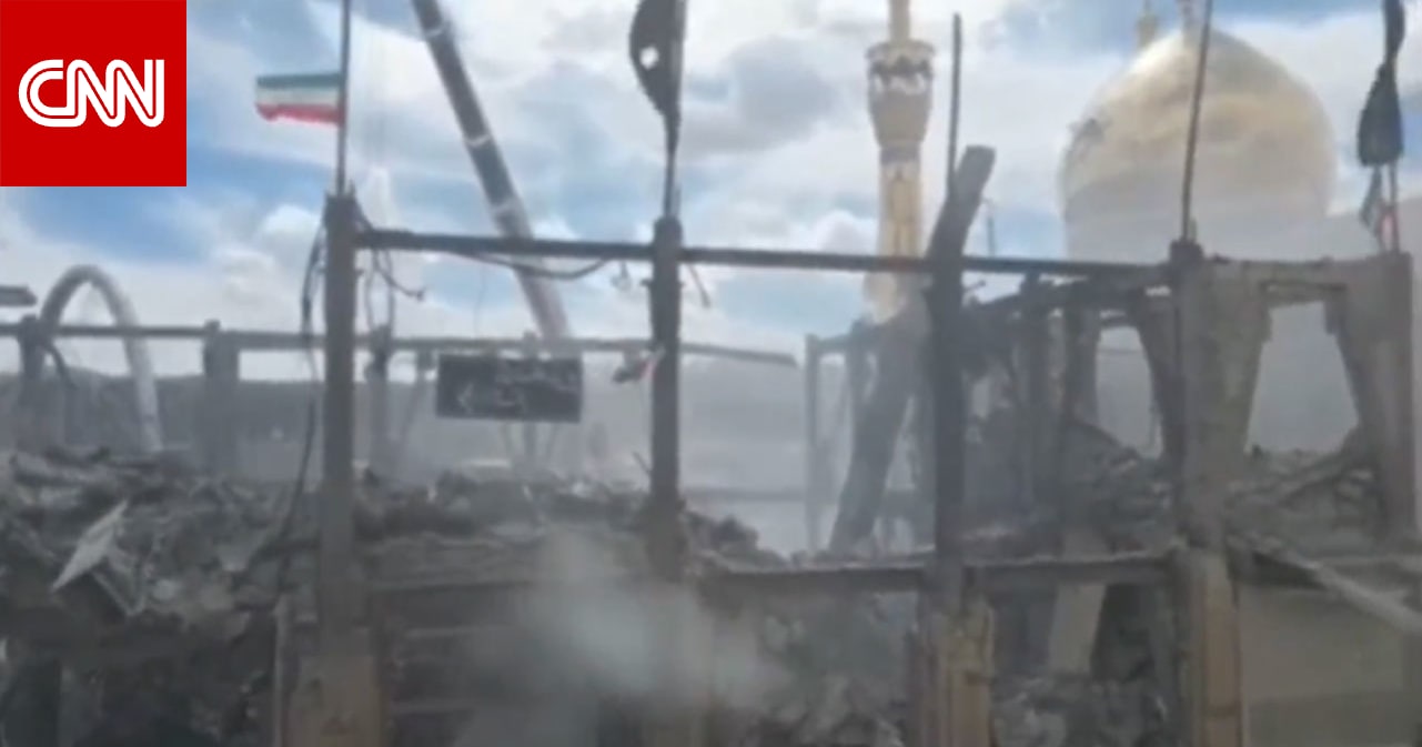 لقطة لأضرار جامع الحسينية بإيران بعد هجوم وفقا لوكالة مهر