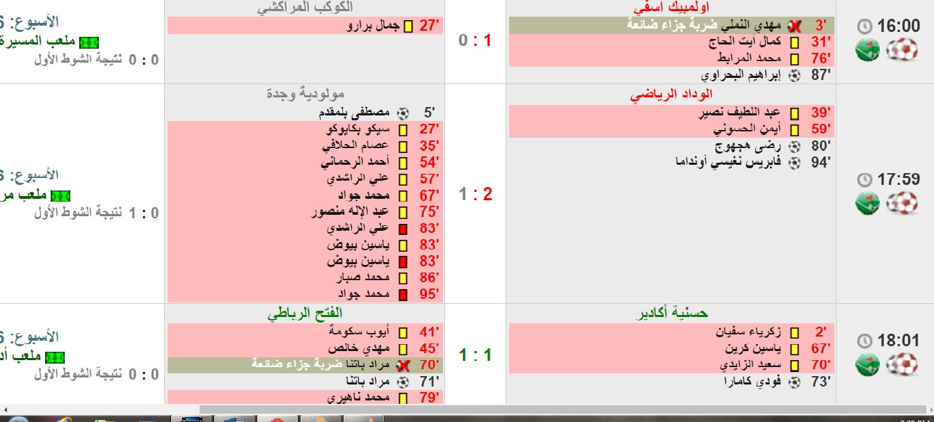 مباراة مثيرة للجدل في الدوري المغربي: 14 بطاقة ملونة وهدف في الوقت القاتل