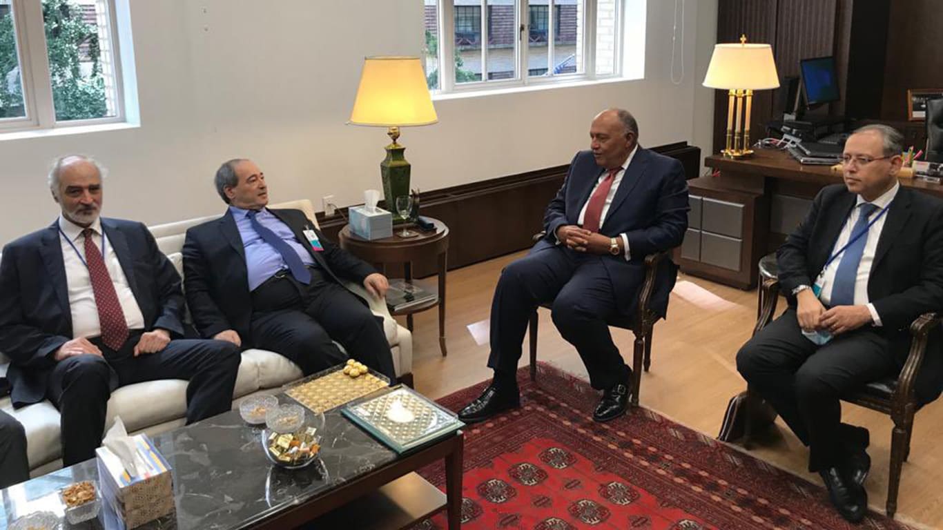 أول لقاء بين وزيري خارجية مصر وسوريا.. والمقداد: تجمعنا روابط تاريخية