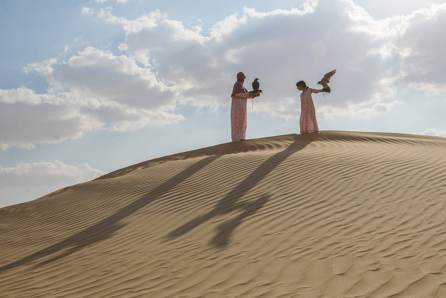 مصورة تسرد القصة الخفية للصقارات الإماراتيات بين رمال أبوظبي