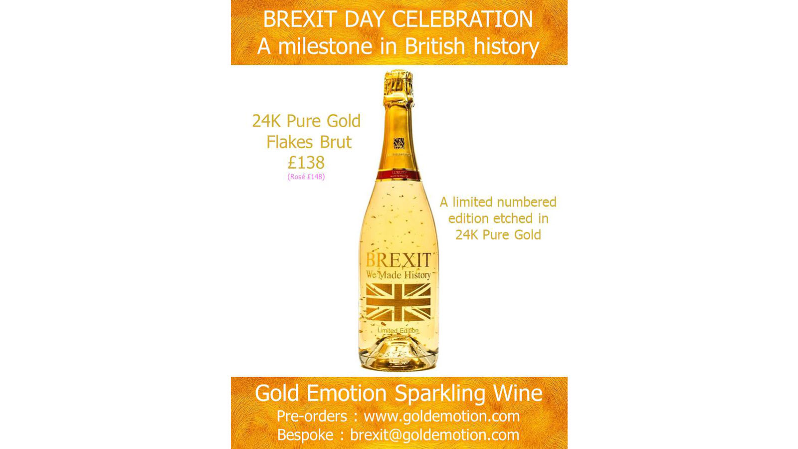 احتفالاً بالـ"بريكست".. شركة فرنسية تنتج النبيذ المخلوط بحبيبات الذهب 