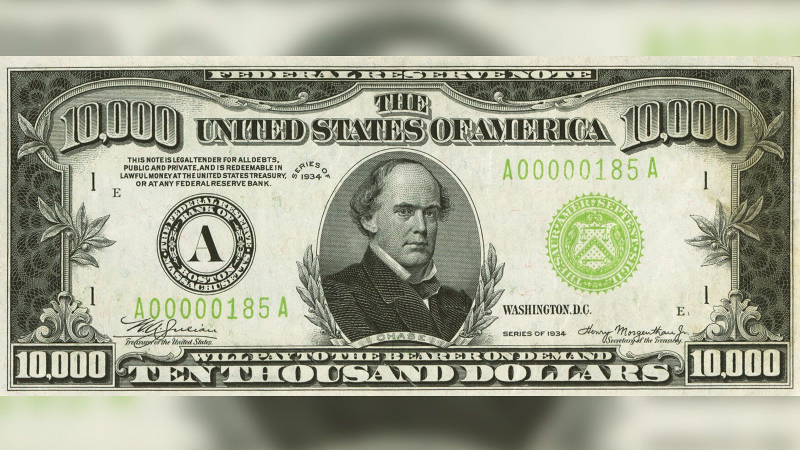 عملة ورقية نادرة من فئة 10 آلاف دولار تُباع في مزاد مقابل 480 ألف دولار