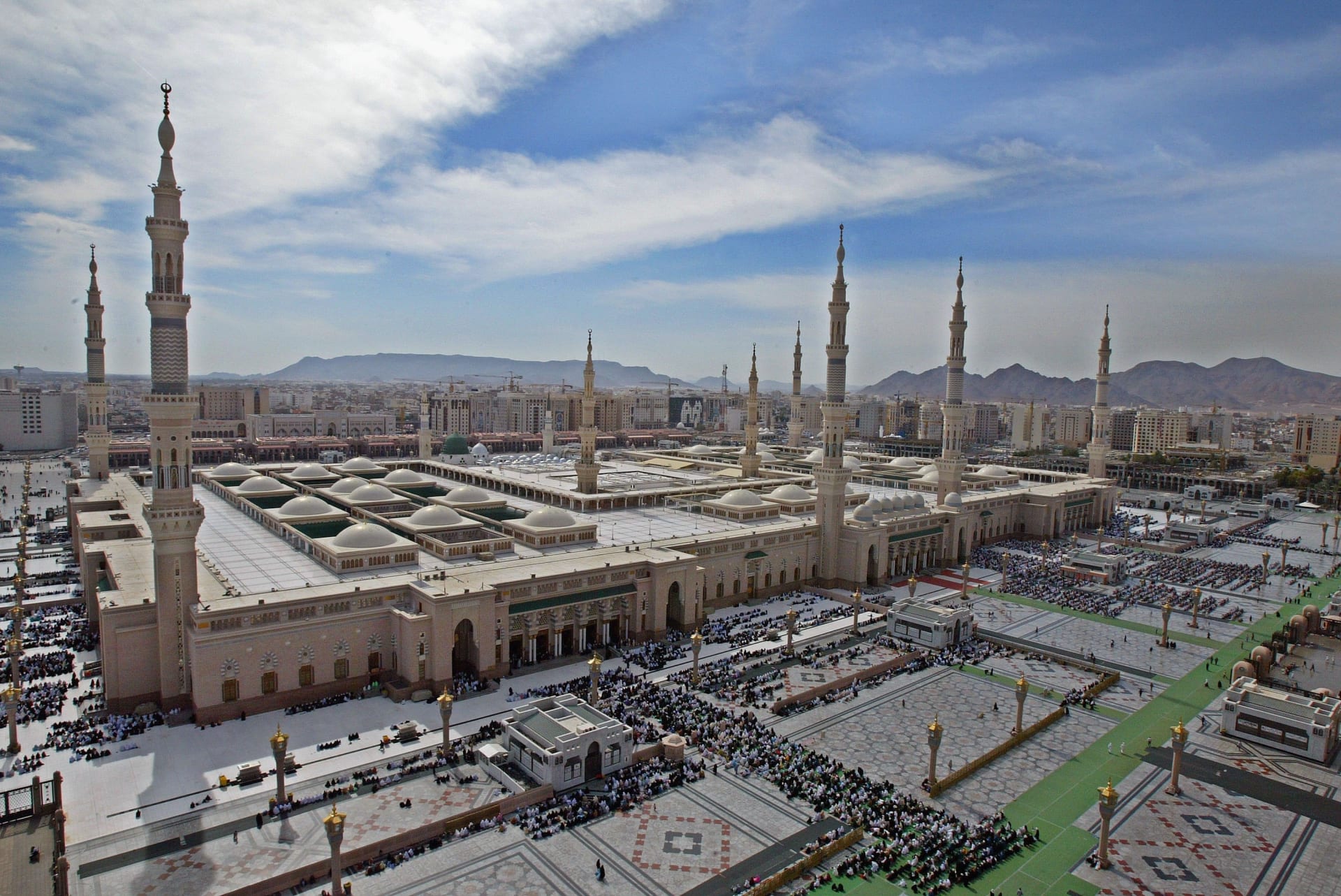 Aerial view of Prophet's Mosque in Madinah