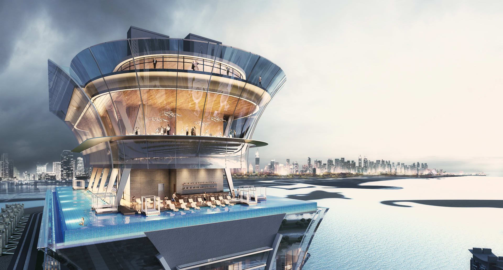 من أعلى البرج.. كيف يبدو هذا المسبح اللامتناهي في دبي؟