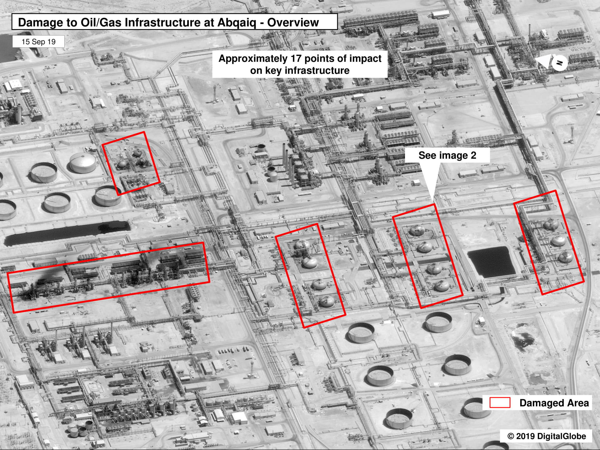 صور أقمار صناعية تظهر آثار الهجوم على منشأتي النفط بالسعودية.. وخبراء عسكريون يشرحون ما تكشفه