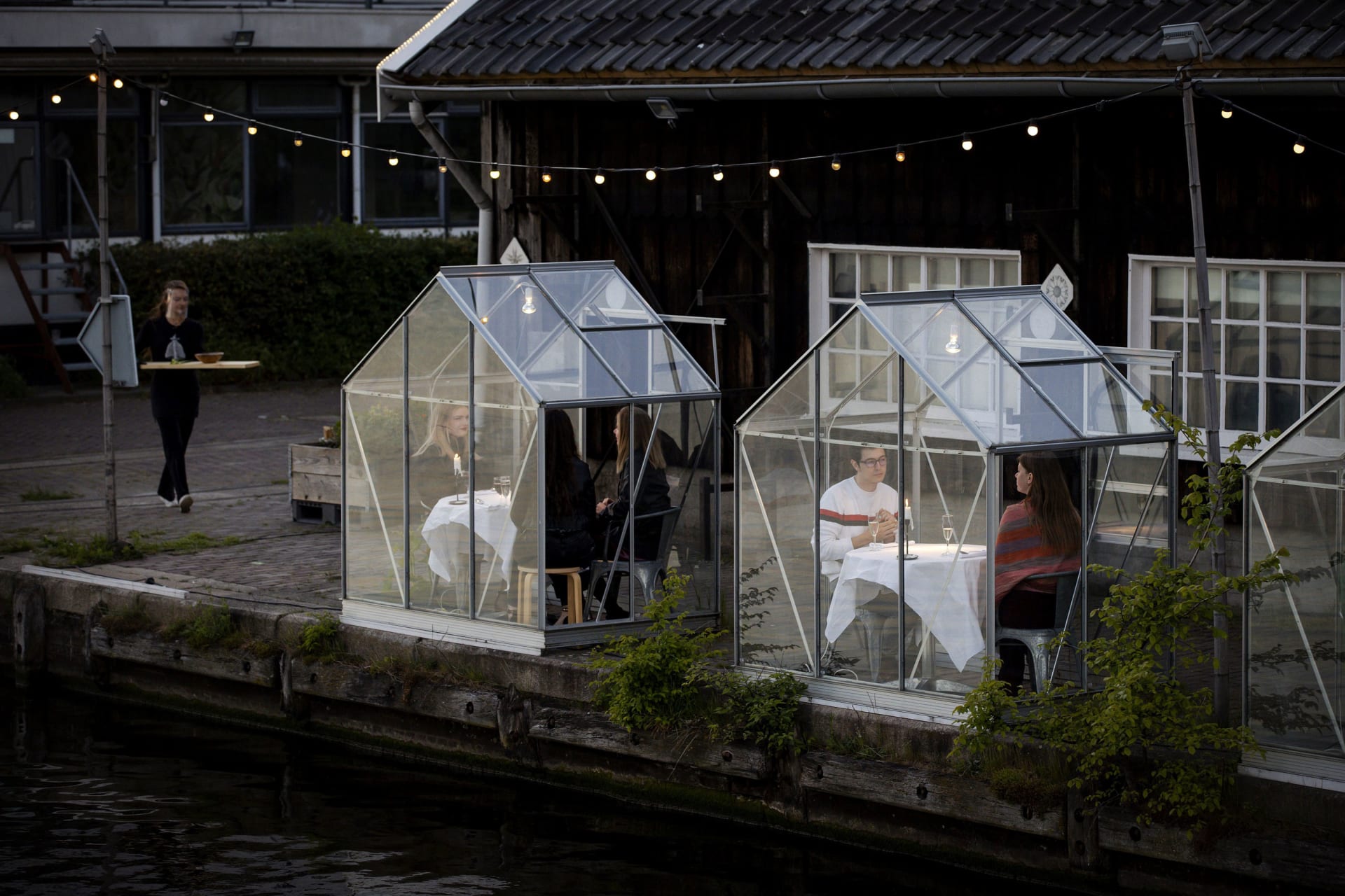 في منازل زجاجية شفافة.. مطعم بأمستردام يبتكر تجربة طعام جديدة في ظل فيروس كورونا