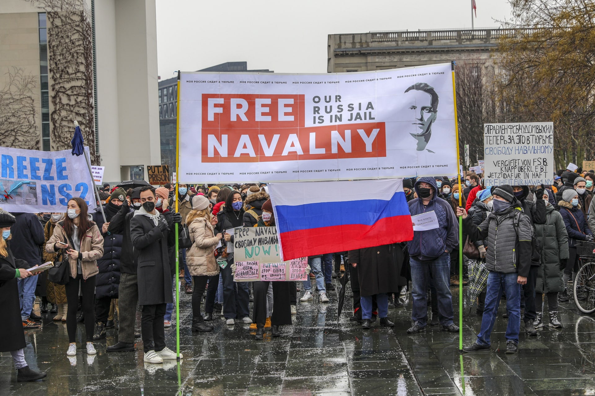 من المظاهرات المطالبة بإطلاق سراح نافالني في روسيا 