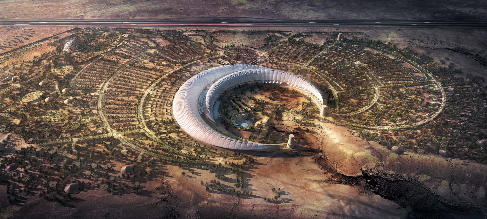 Two crescents in the middle of the desert.  This is what King Abdullah International Gardens will be hosting in Saudi Arabia