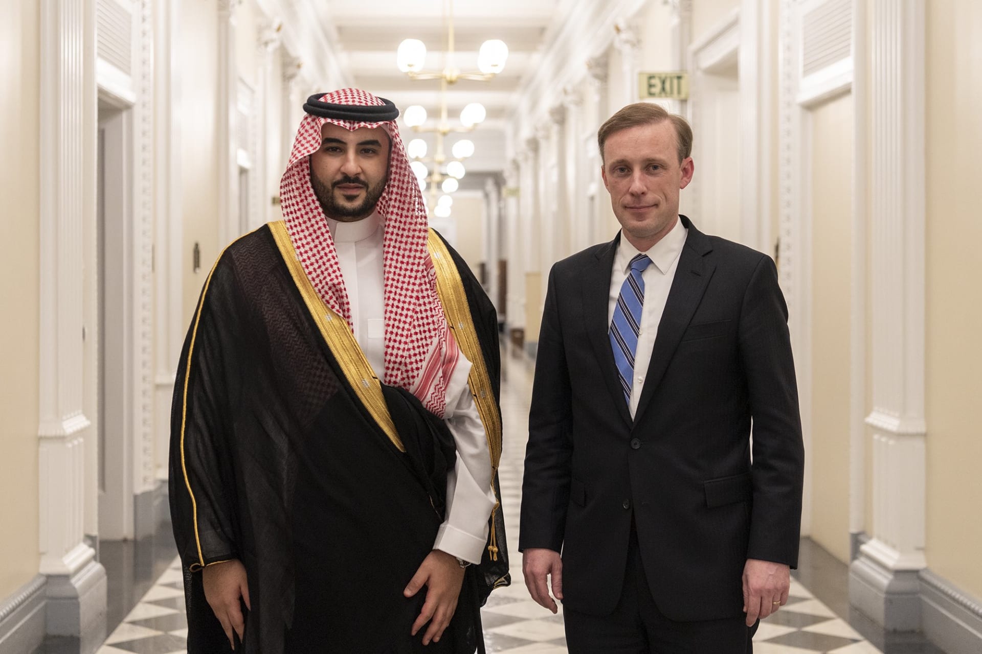 مستشار الأمن القومي الأمريكي جيك سوليفان و نائب وزير الدفاع السعودي، الأمير خالد بن سلمان