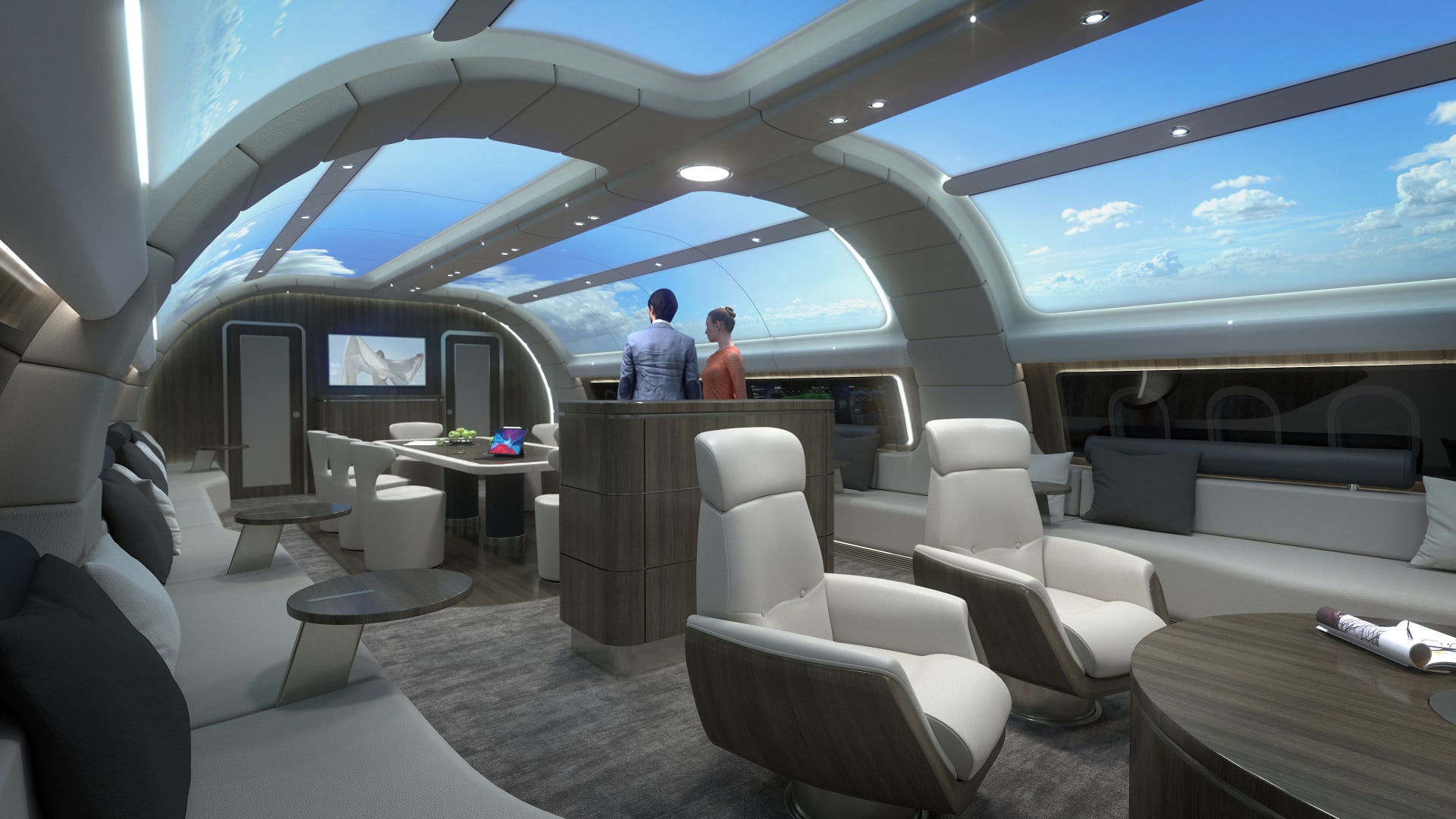 For the ultra-rich .. A company introduces a concept for a private jet cabin, but with the specifications of a luxury yacht
