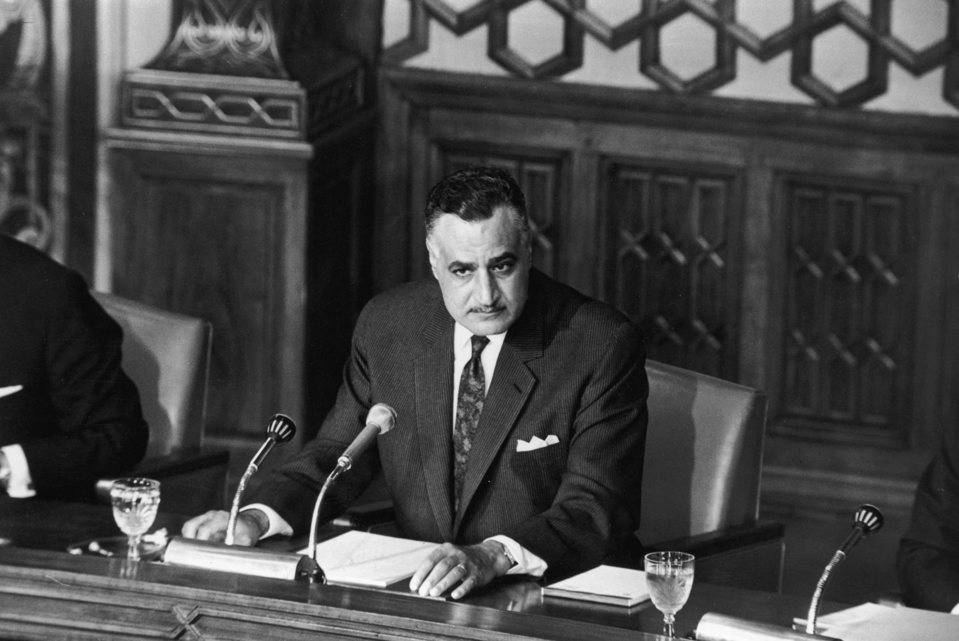 الرئيس المصري جمال عبد الناصر في مؤتمر صحفي في 29 مايو 1967