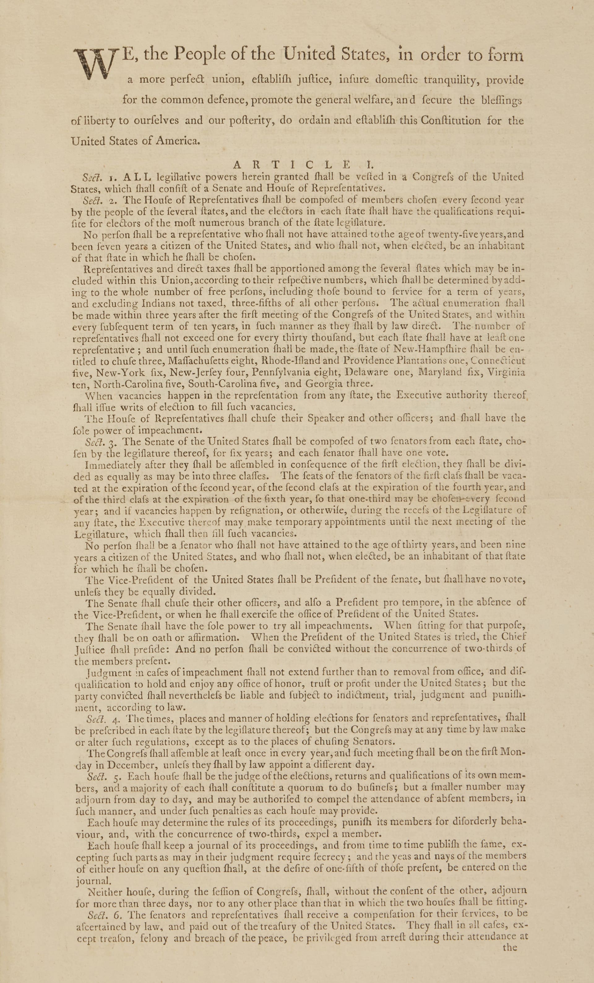 Copia original de la primera edición de la Constitución de EE.UU. a subasta