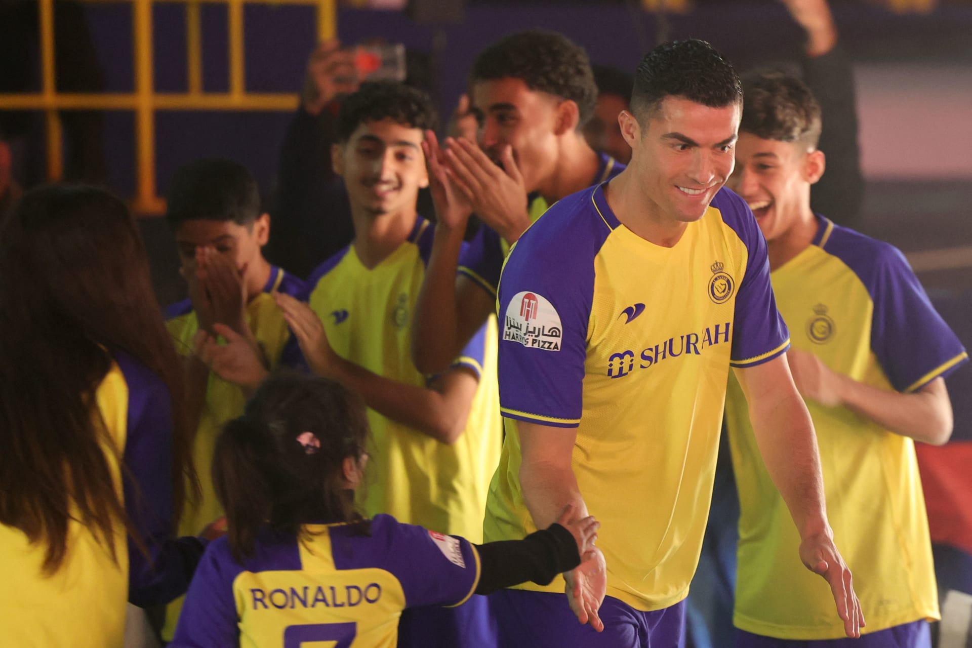 كريستيانو رونالدو خلال حفل استقباله في نادي النصر السعودي بالرياض 