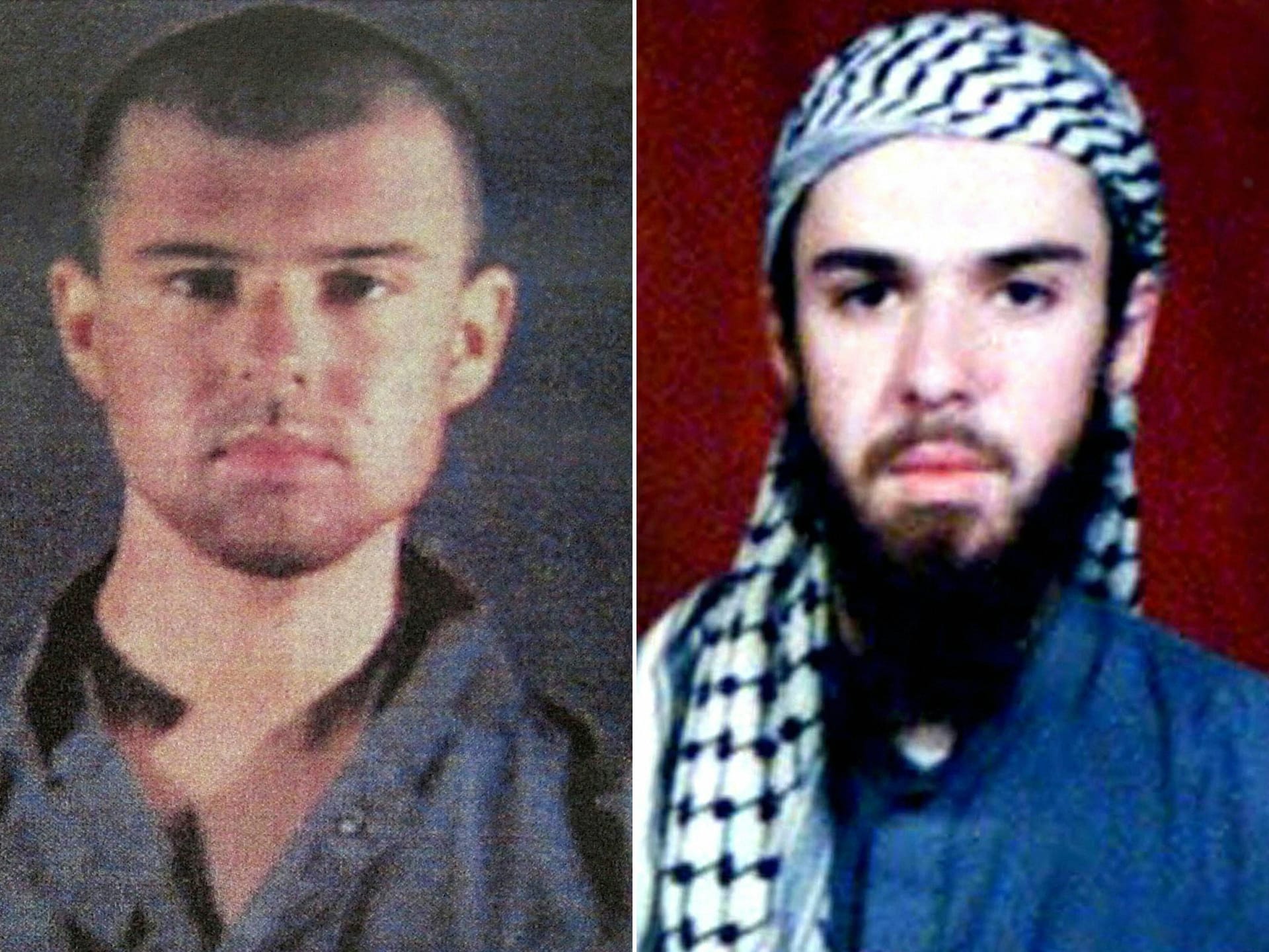 صورتان لجون ووكر ليند المعروف باسم "طالبان الأمريكي"