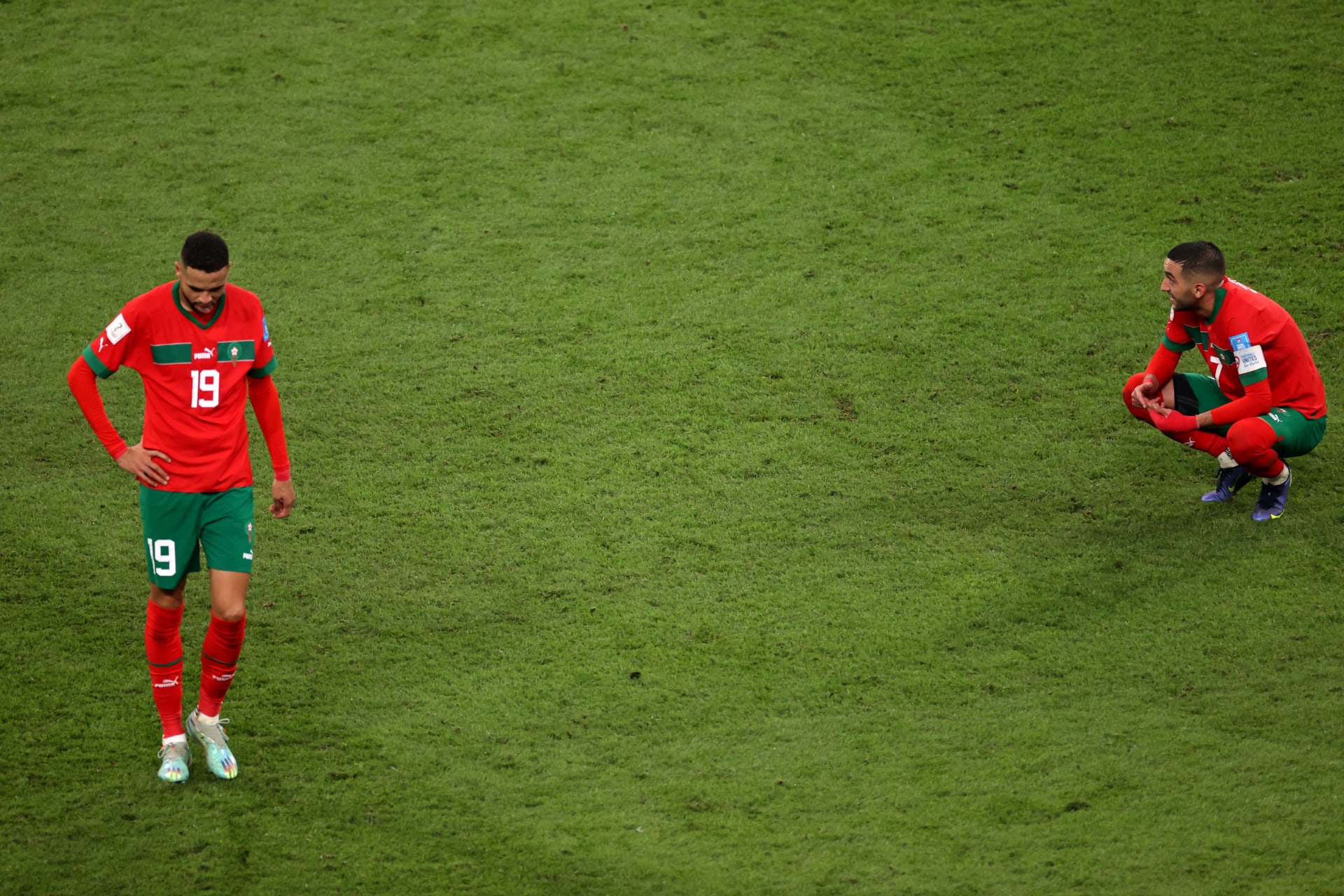 حكيم زياش ويوسف النصيري ينفعلان غضباً خلال مباراة لمنتخب المغرب لهذا السبب 